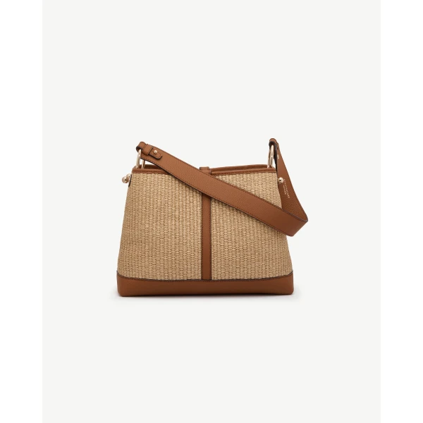 Strathberry Lana Hobo in Tan and Natural Raffia, view 4
