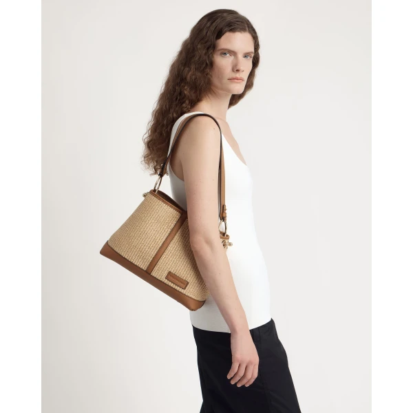 Strathberry Lana Hobo in Tan and Natural Raffia, view 7