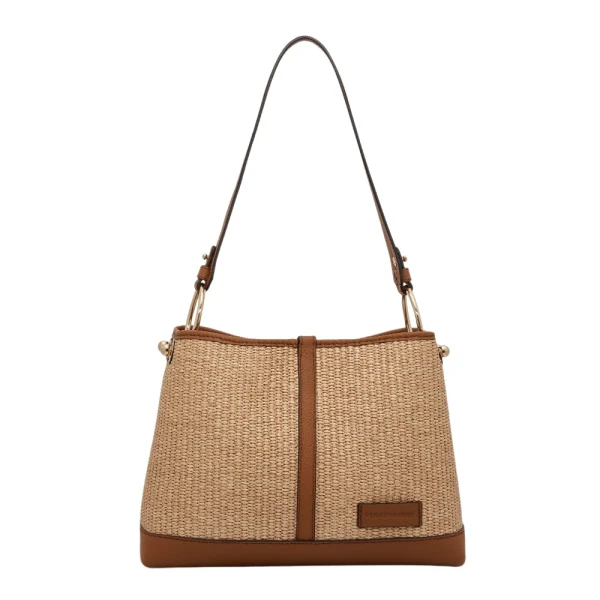 Lana Hobo in Tan and Natural Raffia