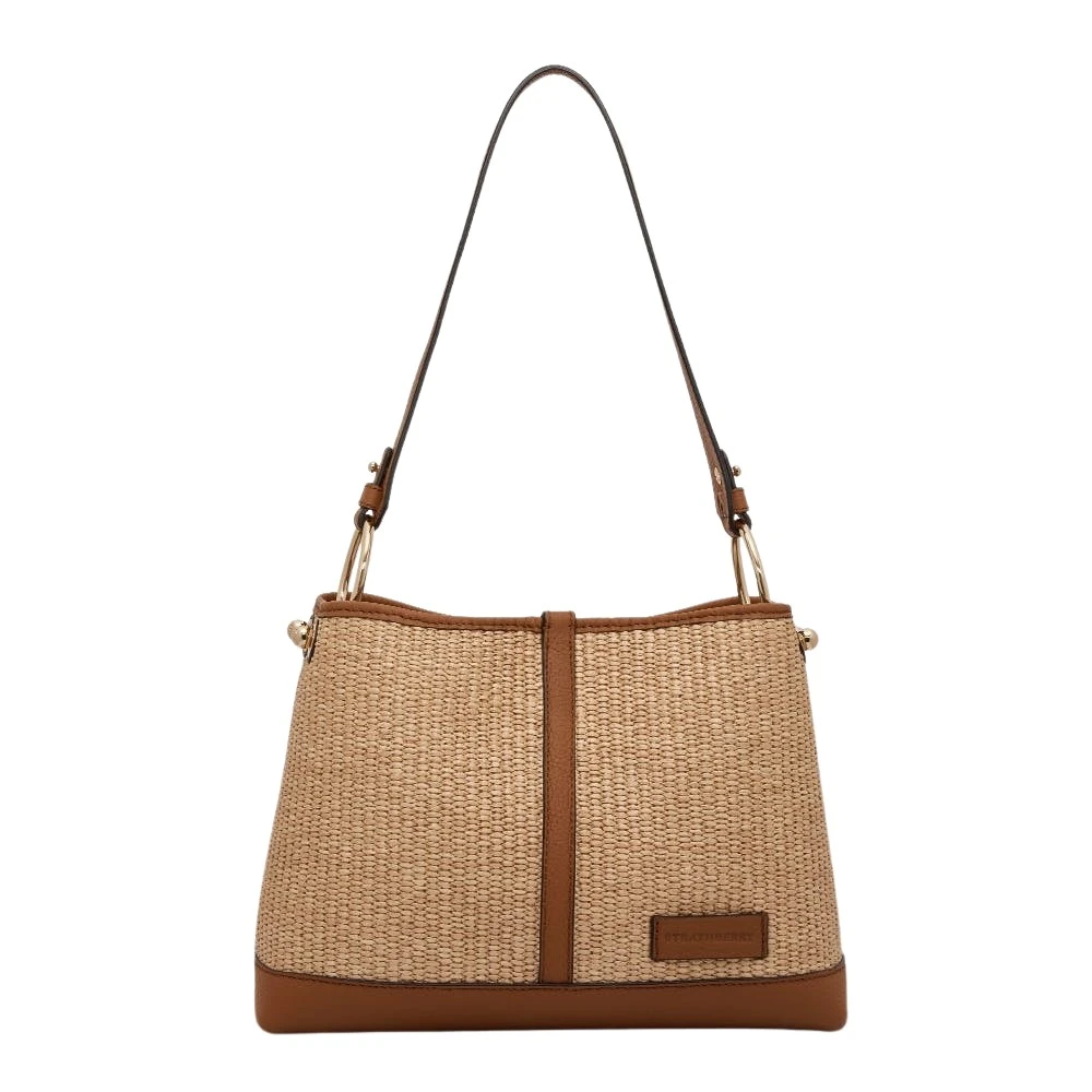 Brown-Lana-Hobo-in-Tan-and-Natural-Raffia82379_nobg Strathberry Lana Hobo in Tan and Natural Raffia