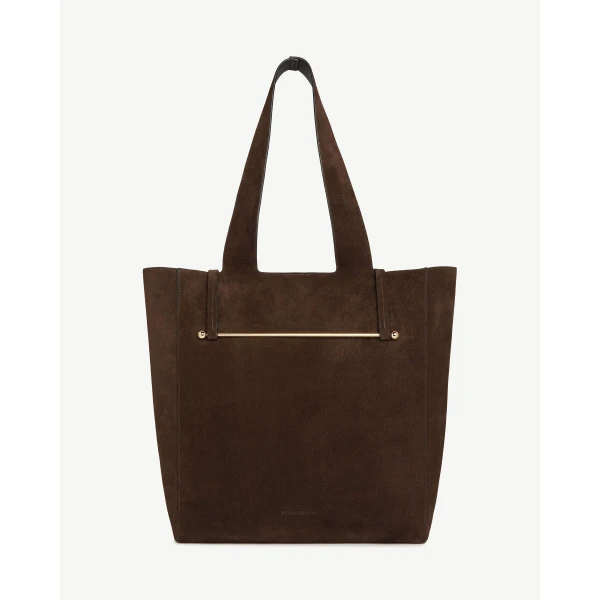 Strathberry Melody Tote in Chocolate Suede, view 2