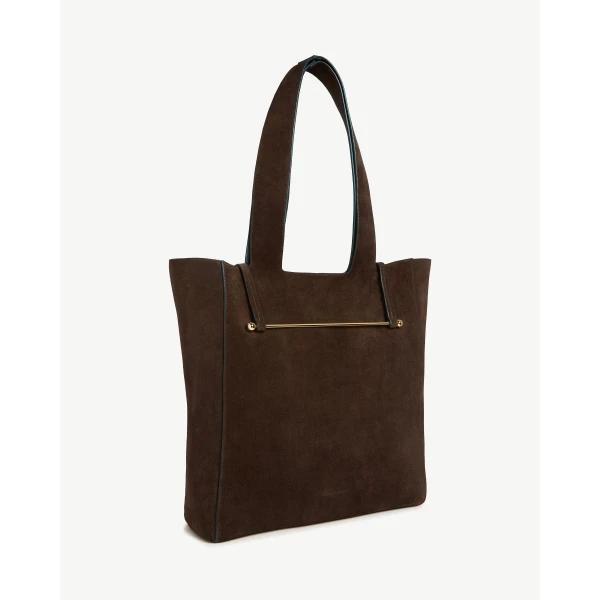 Strathberry Melody Tote in Chocolate Suede, view 3