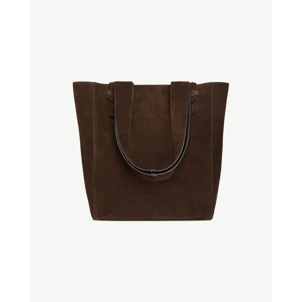 Strathberry Melody Tote in Chocolate Suede, view 4