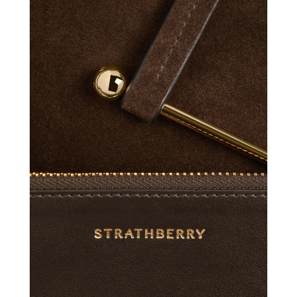 Strathberry Melody Tote in Chocolate Suede, view 6