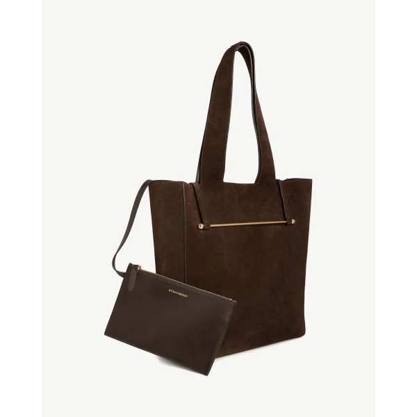 Strathberry Melody Tote in Chocolate Suede, view 7