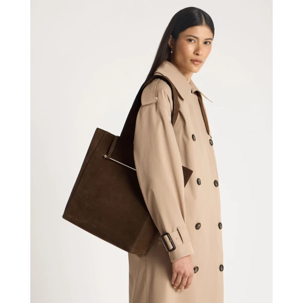 Strathberry Melody Tote in Chocolate Suede, view 8