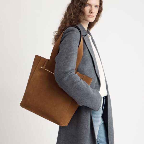 Strathberry Melody Tote in Tan Suede, view 9