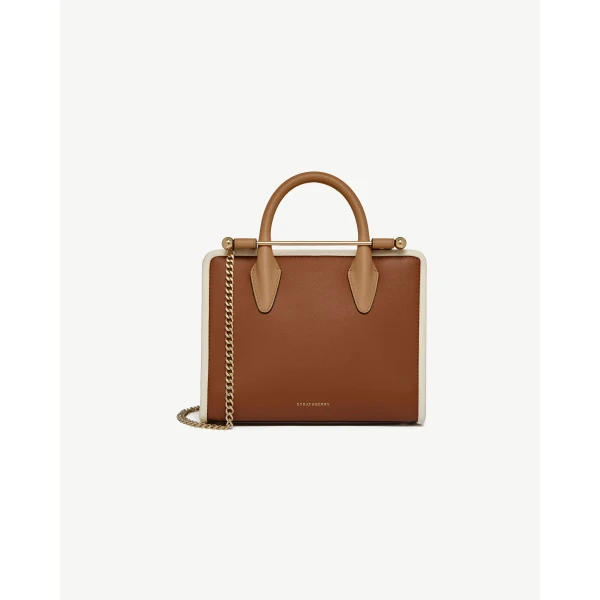 Strathberry Mini Tote in Caramel, Sand and Chestnut, view 2