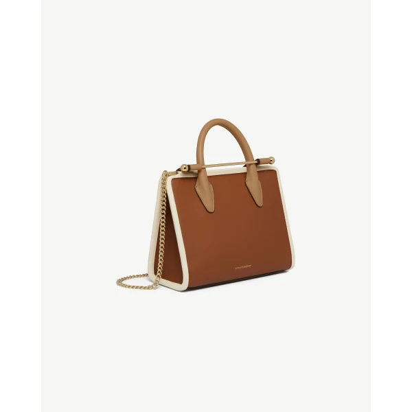 Strathberry Mini Tote in Caramel, Sand and Chestnut, view 3