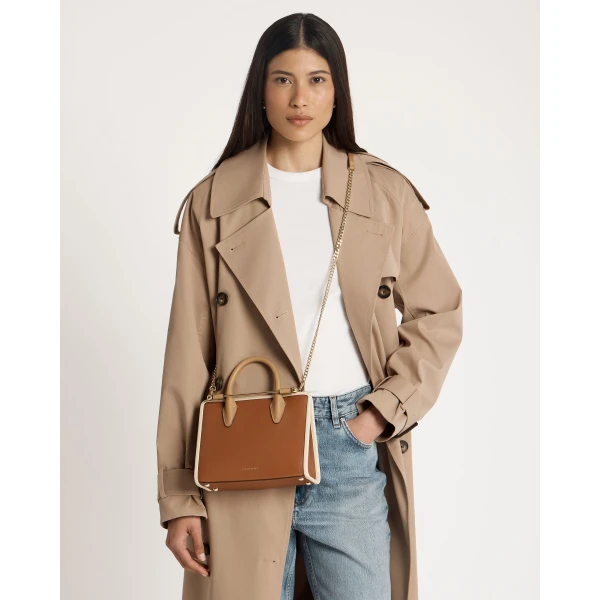 Strathberry Mini Tote in Caramel, Sand and Chestnut, view 7