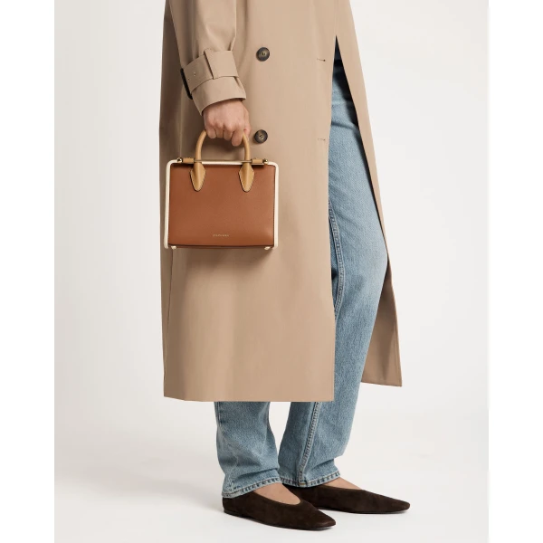 Strathberry Mini Tote in Caramel, Sand and Chestnut, view 8