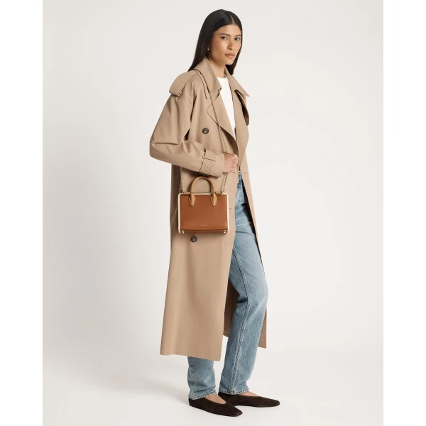 Strathberry Mini Tote in Caramel, Sand and Chestnut, view 9