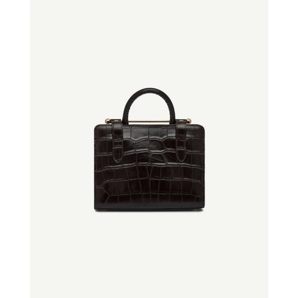 Strathberry Mini Tote in Croc-embossed Leather Mahogany, view 4
