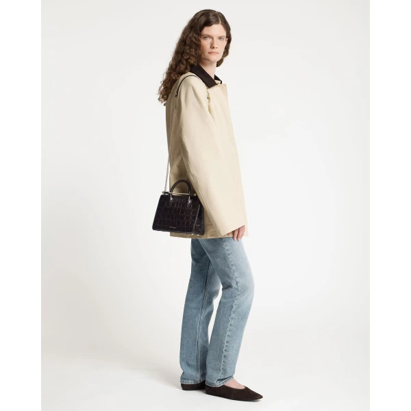 Strathberry Mini Tote in Croc-embossed Leather Mahogany, view 7