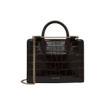 Strathberry Mini Tote in Croc-embossed Leather Mahogany