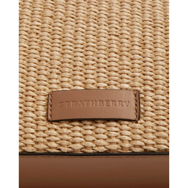 Strathberry Mini Tote in Tan and Natural Raffia, view 5