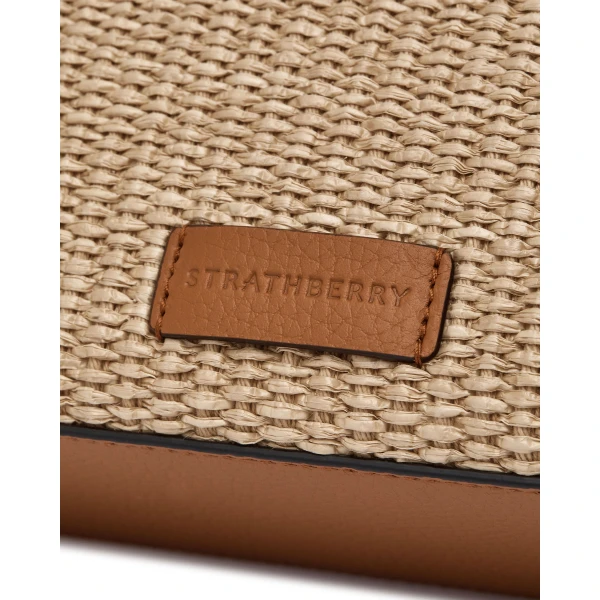 Strathberry Mini Tote in Tan and Natural Raffia, view 7