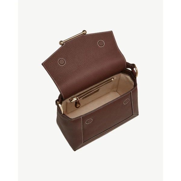Strathberry Mosaic Bag in Chocolate with Vanilla Stitch, view 5