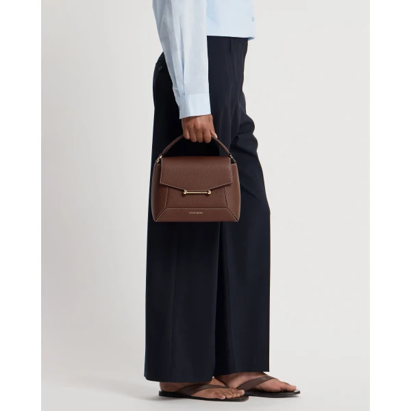 Strathberry Mosaic Bag in Chocolate with Vanilla Stitch, view 8