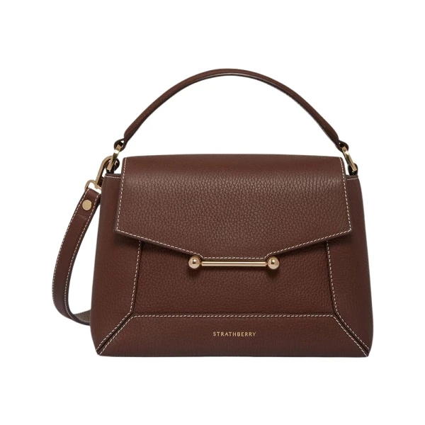Strathberry Mosaic Bag in Chocolate with Vanilla Stitch