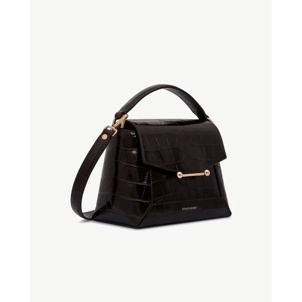 Strathberry Mosaic Bag in Croc-embossed Leather Mahogany, view 3