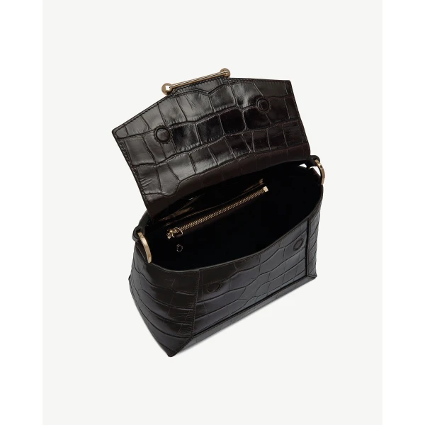 Strathberry Mosaic Bag in Croc-embossed Leather Mahogany, view 5
