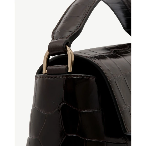 Strathberry Mosaic Bag in Croc-embossed Leather Mahogany, view 6