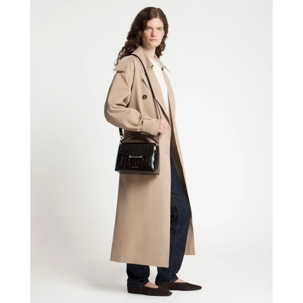 Strathberry Mosaic Bag in Croc-embossed Leather Mahogany, view 7