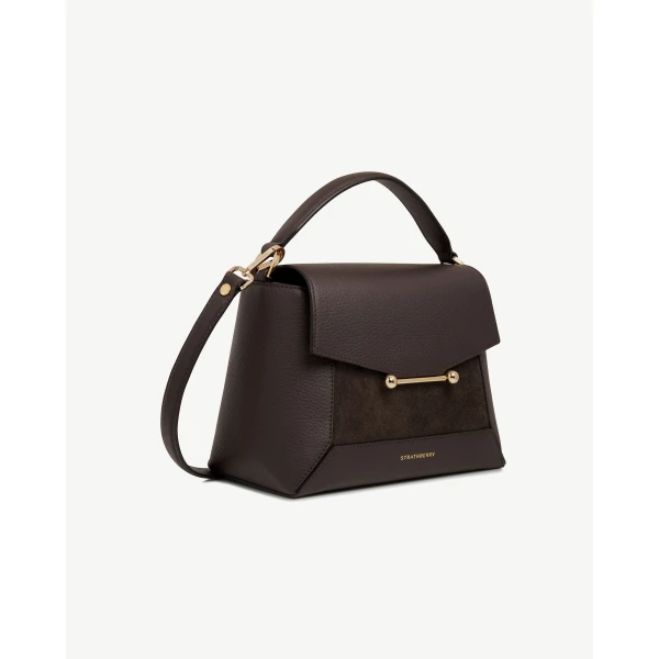 Strathberry Mosaic Bag in Dark Chocolate Suede/leather, view 3