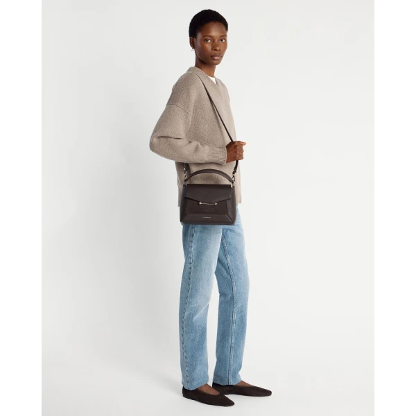 Strathberry Mosaic Bag in Dark Chocolate Suede/leather, view 7