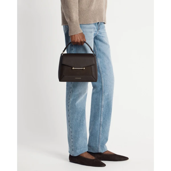 Strathberry Mosaic Bag in Dark Chocolate Suede/leather, view 9