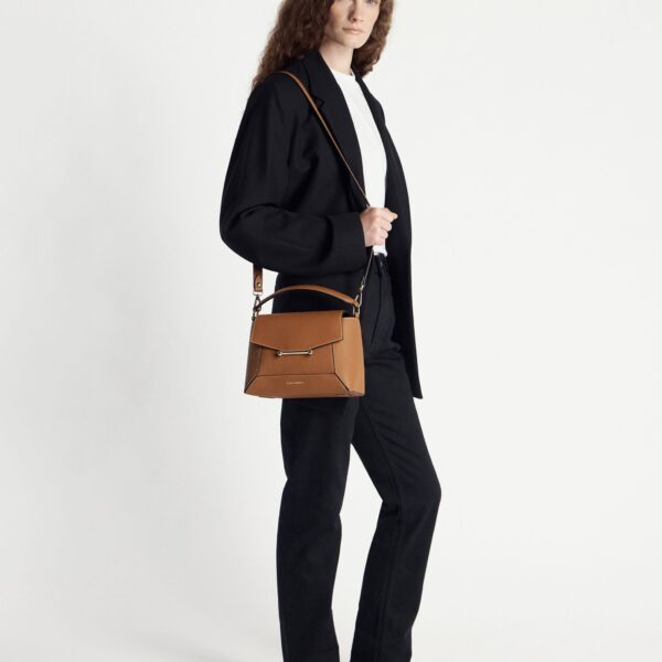 Strathberry Mosaic Bag in Tan with Vanilla Stitch, view 7
