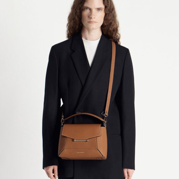 Strathberry Mosaic Bag in Tan with Vanilla Stitch, view 8