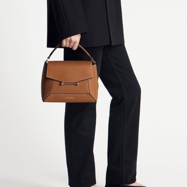 Strathberry Mosaic Bag in Tan with Vanilla Stitch, view 9