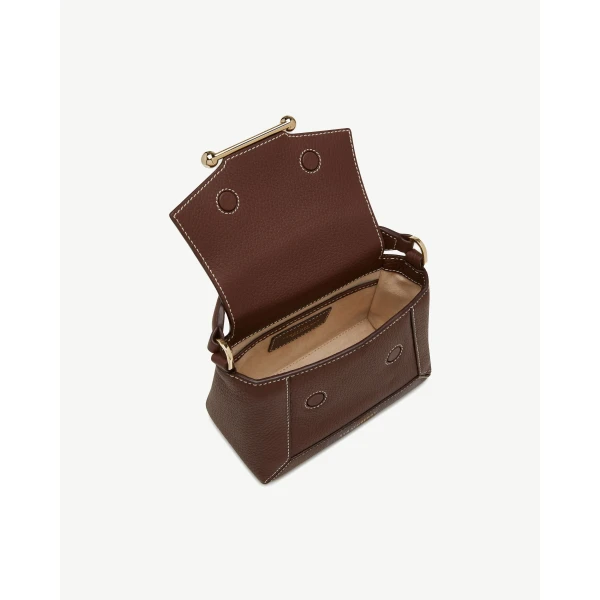Strathberry Mosaic Nano in Chocolate with Vanilla Stitch, view 5