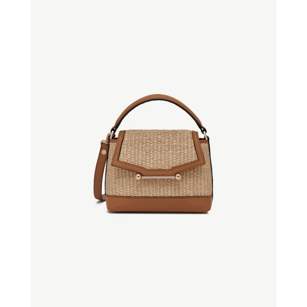 Strathberry Mosaic Nano in Tan and Natural Raffia, view 2