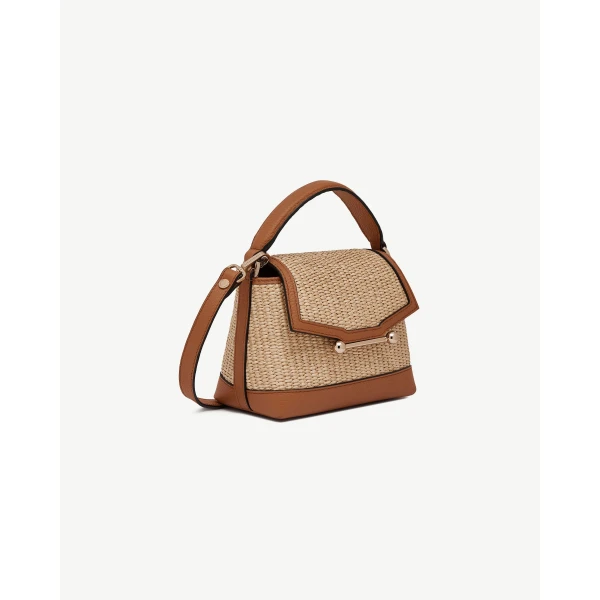 Strathberry Mosaic Nano in Tan and Natural Raffia, view 3