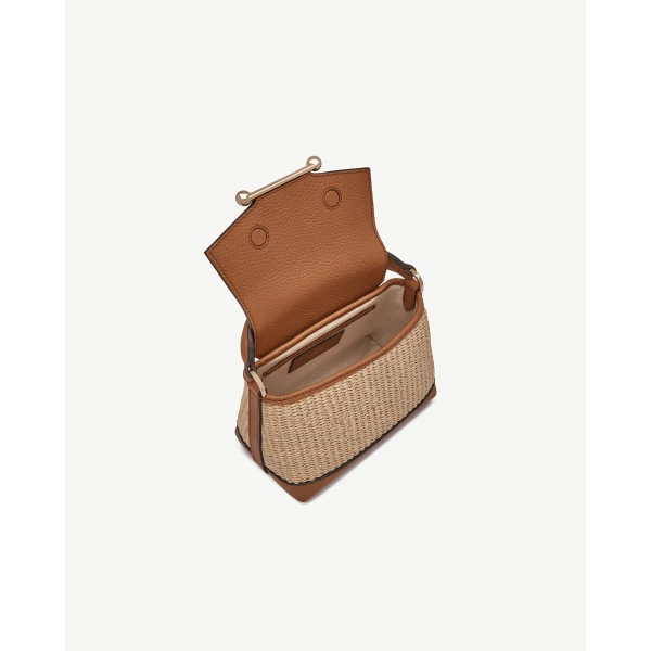 Strathberry Mosaic Nano in Tan and Natural Raffia, view 5