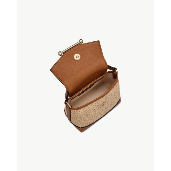 Strathberry Mosaic Nano in Tan and Natural Raffia, view 6