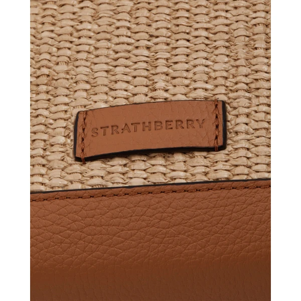 Strathberry Mosaic Nano in Tan and Natural Raffia, view 7