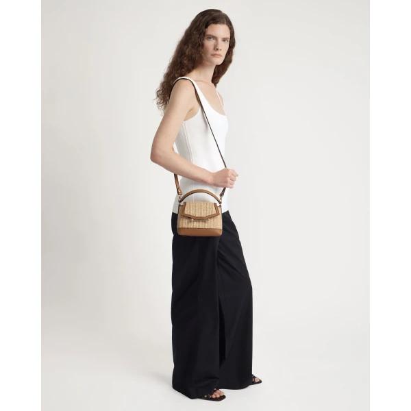 Strathberry Mosaic Nano in Tan and Natural Raffia, view 8