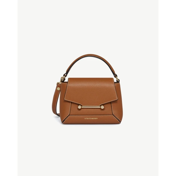 Strathberry Mosaic Nano in Tan with Vanilla Stitch, view 2