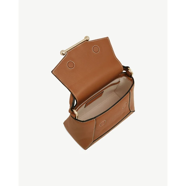Strathberry Mosaic Nano in Tan with Vanilla Stitch, view 6