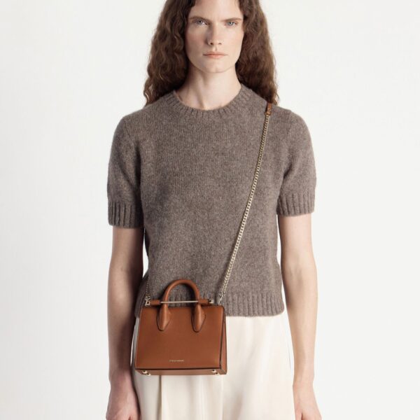 Strathberry Nano Tote in Chestnut, view 8