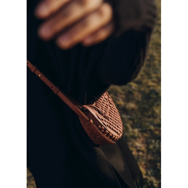 Polene Numéro Dix in Onda Cognac Bag, view 4
