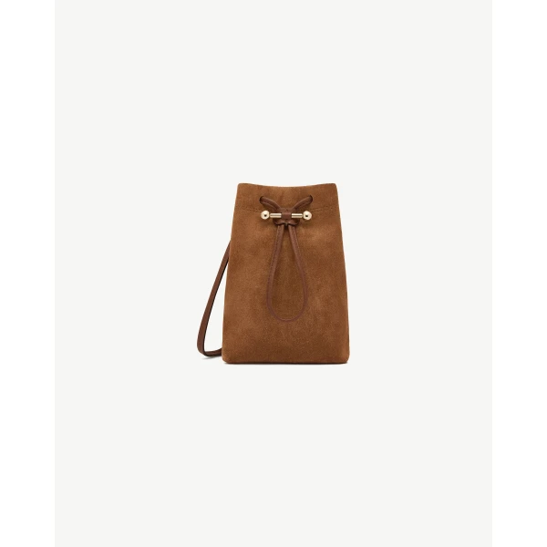 Strathberry Osette Midi Pouch in Tan Suede, view 2