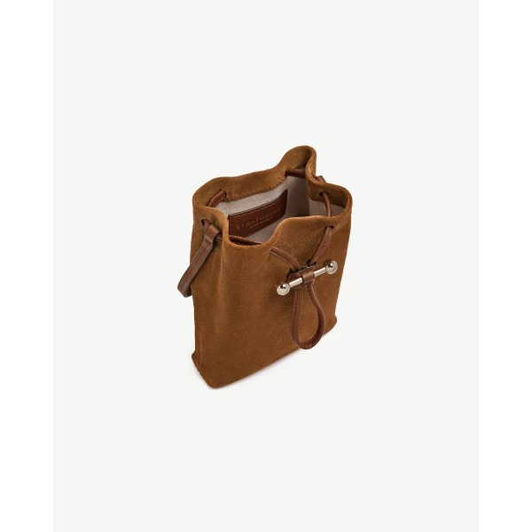 Strathberry Osette Midi Pouch in Tan Suede, view 5