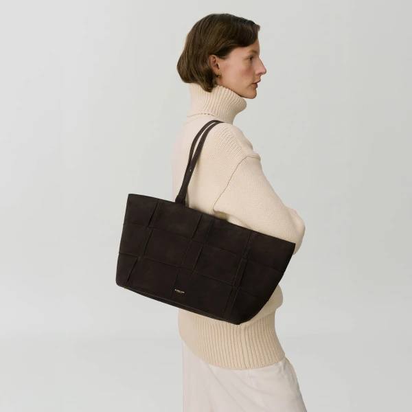 Demellier The Florence in Dark Chocolate Tote Bag, view 7