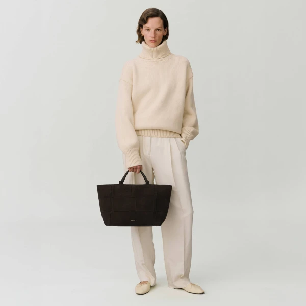 Demellier The Florence in Dark Chocolate Tote Bag, view 8