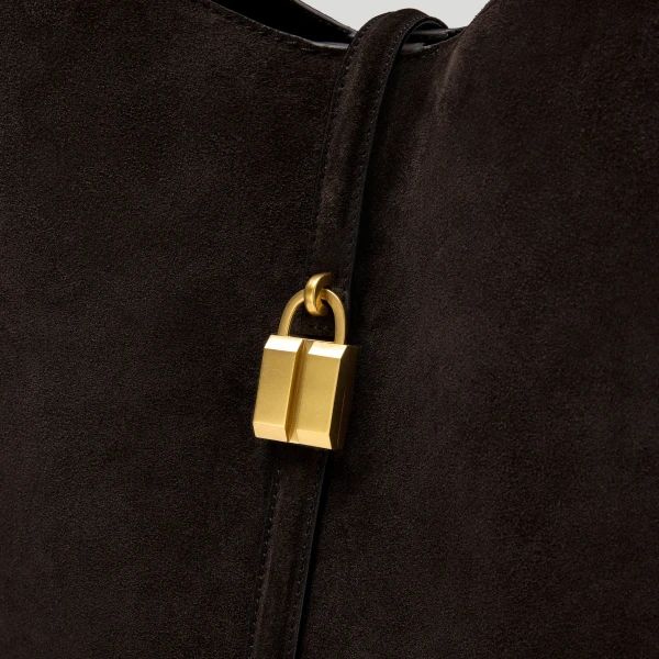 Demellier The Large Siena Bucket in Dark Chocolate Bucket Bag, view 2